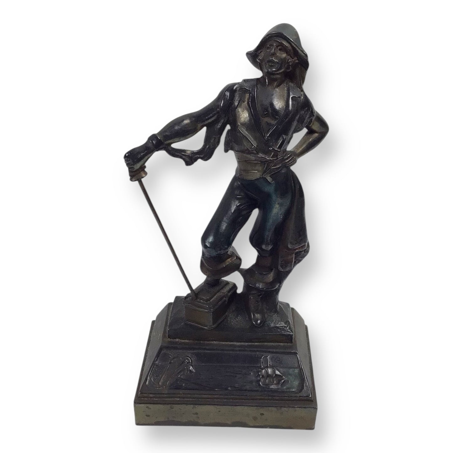Paul Herzel Pirate with Treasure Chest Bookend – Pompeian Bronze, c. 1920s