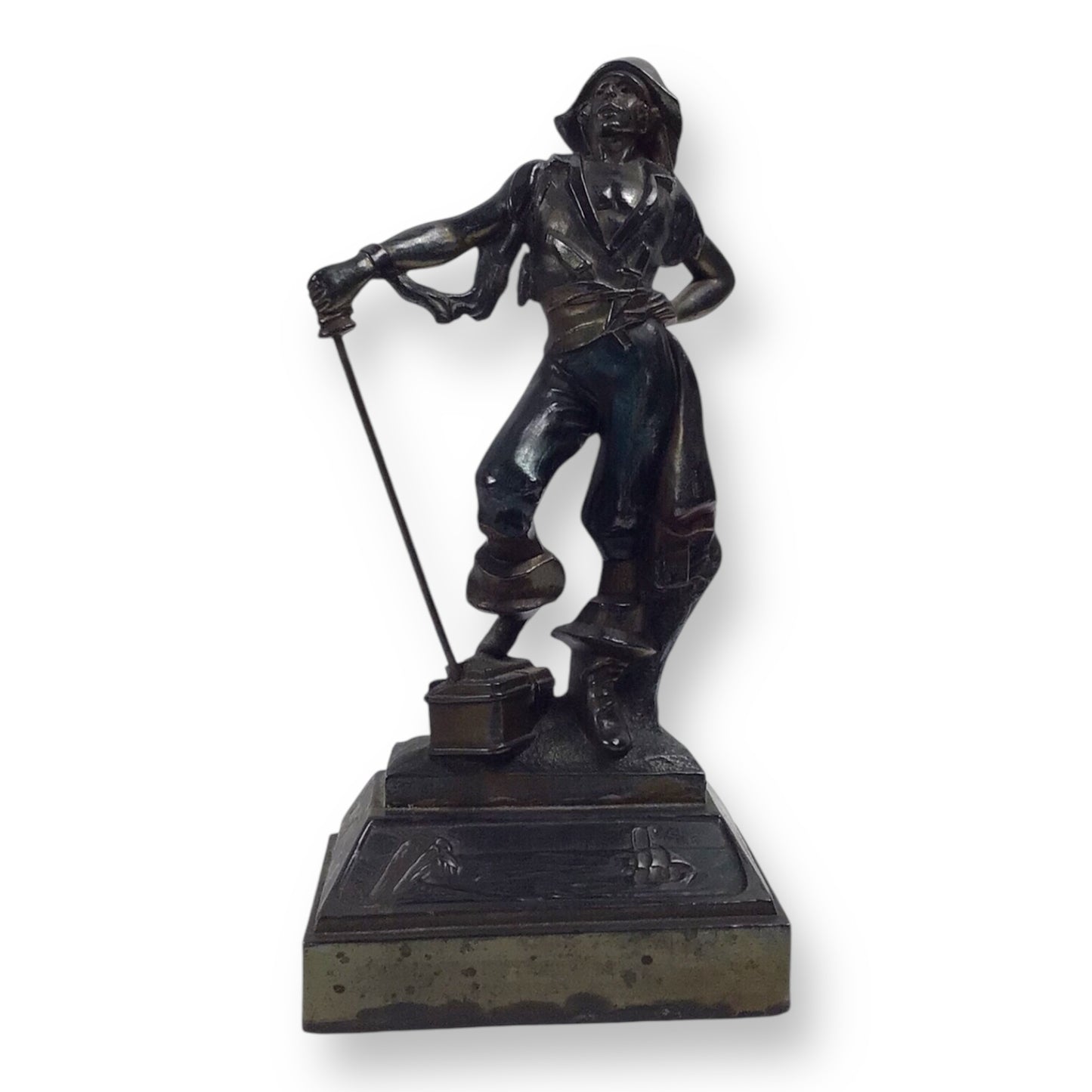 Paul Herzel Pirate with Treasure Chest Bookend – Pompeian Bronze, c. 1920s