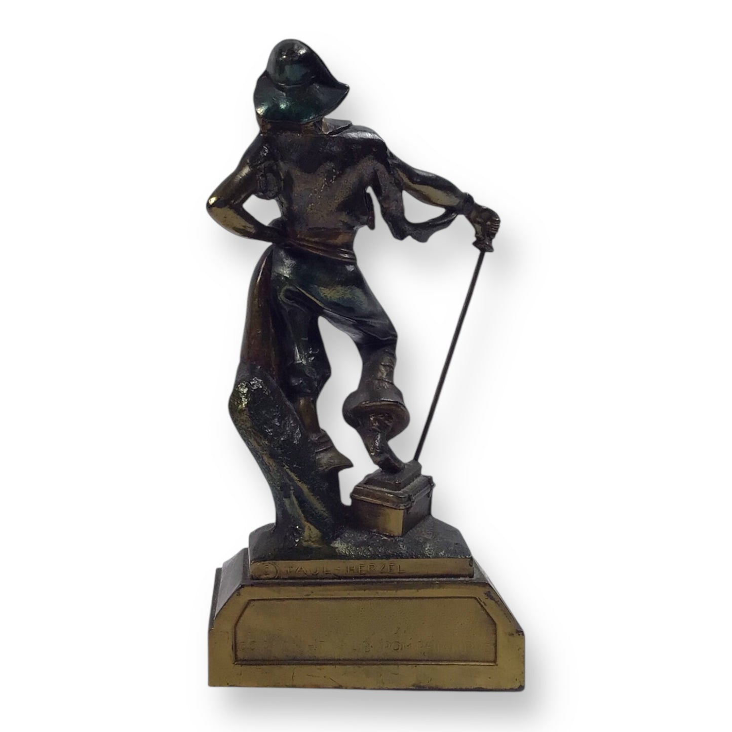 Paul Herzel Pirate with Treasure Chest Bookend – Pompeian Bronze, c. 1920s