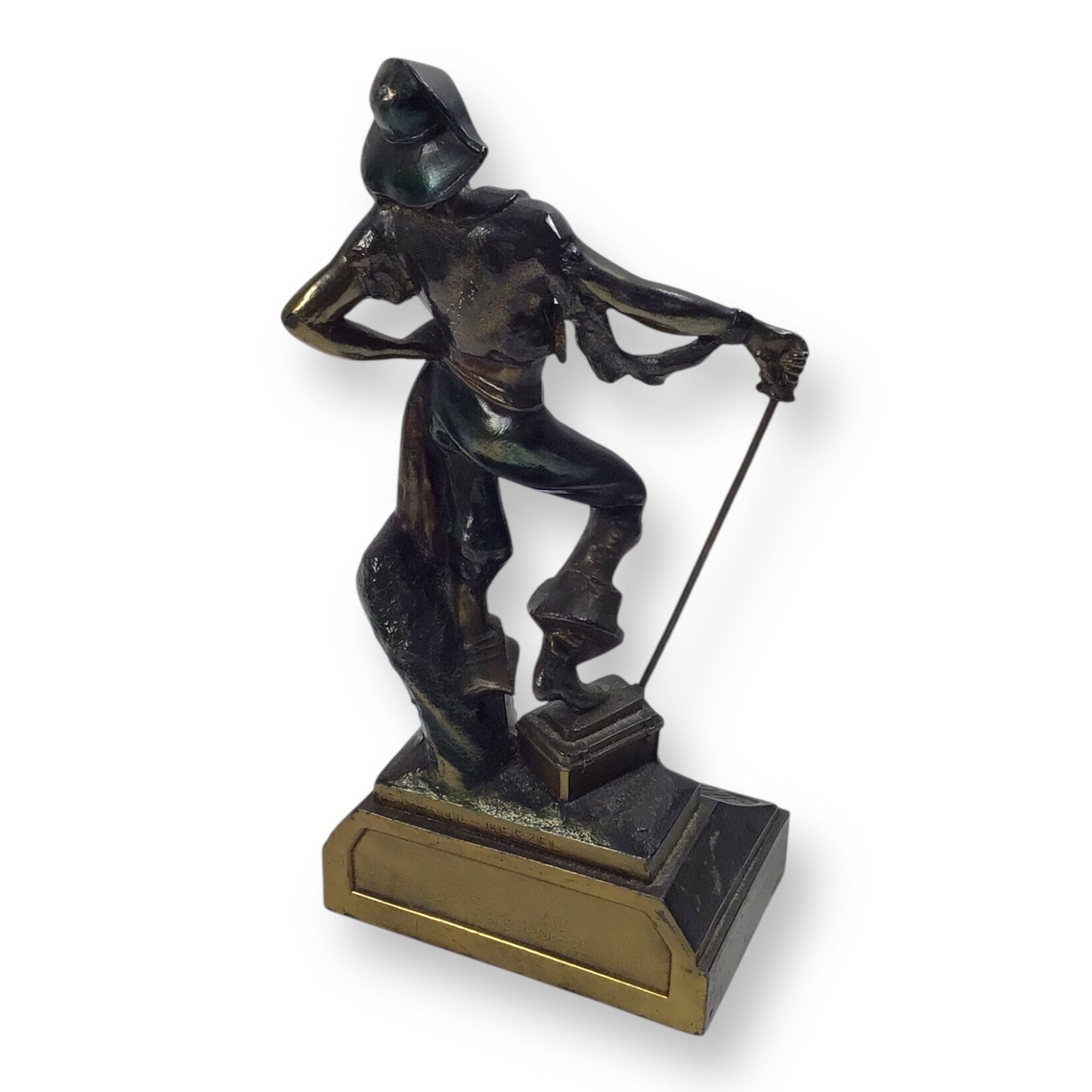 Paul Herzel Pirate with Treasure Chest Bookend – Pompeian Bronze, c. 1920s