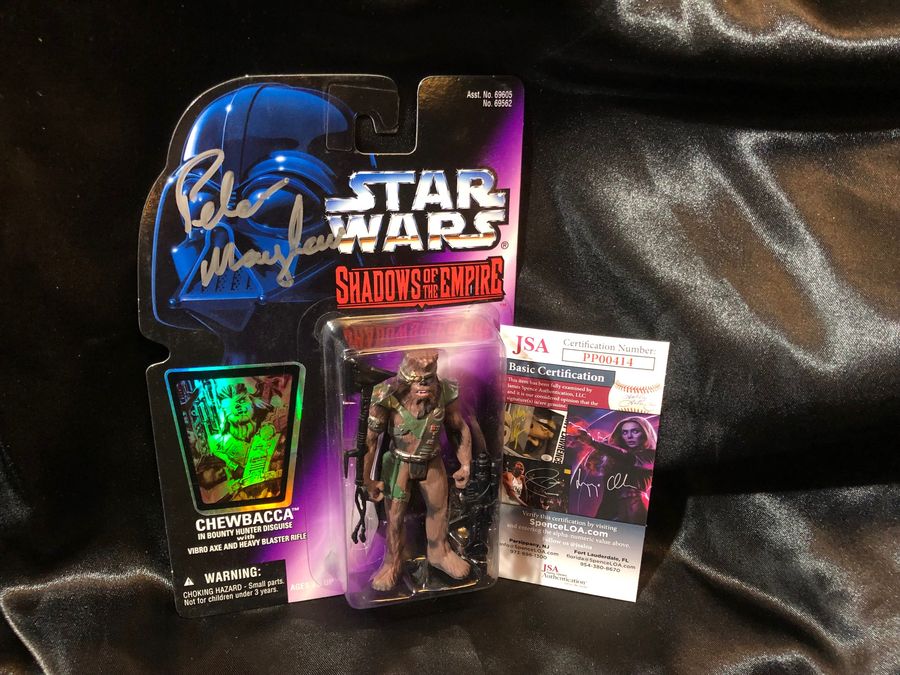 Peter Mayhew autographed Chewbacca action figure w/ JSA certification