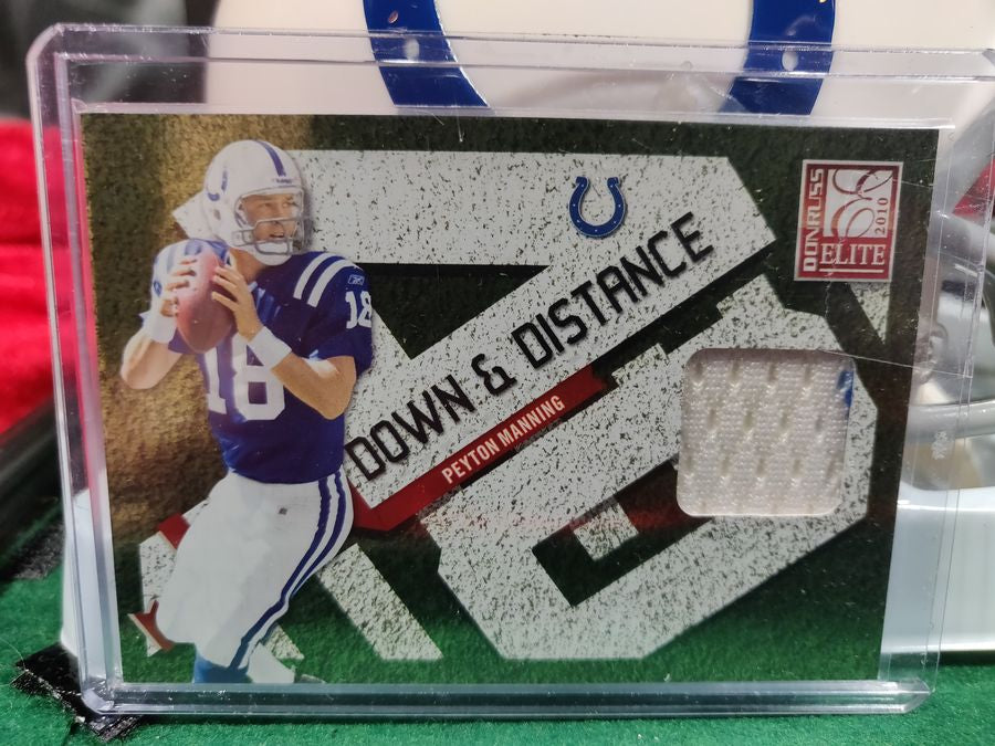 Peyton Manning Colts Autographed Mini Helmet Shadowbox w/ Jersey Card + Figure