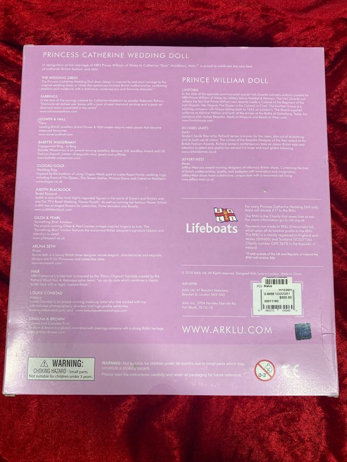 Princess Catherine and Prince William Royal Wedding Arklu Dolls - PCD003