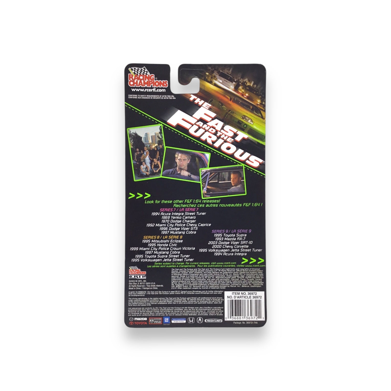 Racing Champions 2 Fast 2 Furious 1:64 Scale Series 9 | 1995 Toyota Supra | Brand New on Card