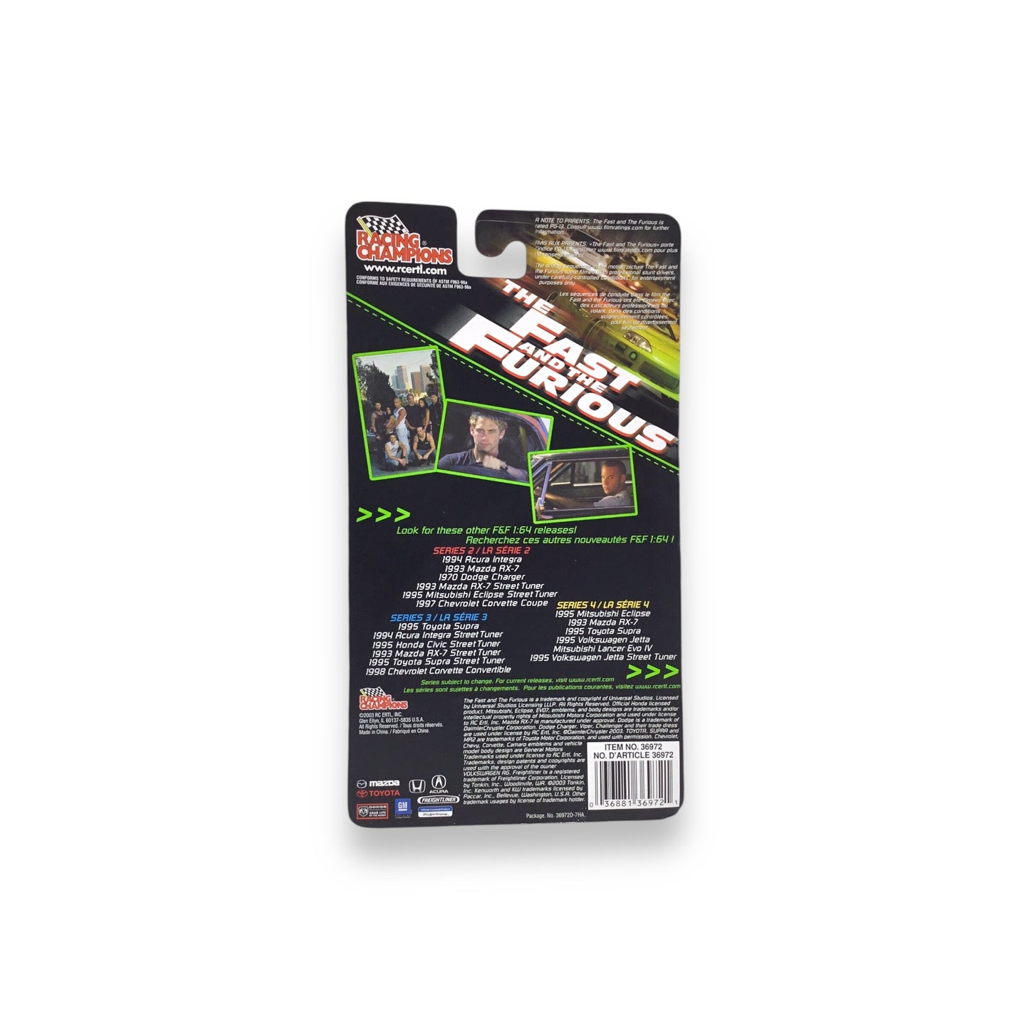 Racing Champions The Fast and The Furious 1:64 Scale Series 4 | 1995 Toyota Supra | Brand New on Card