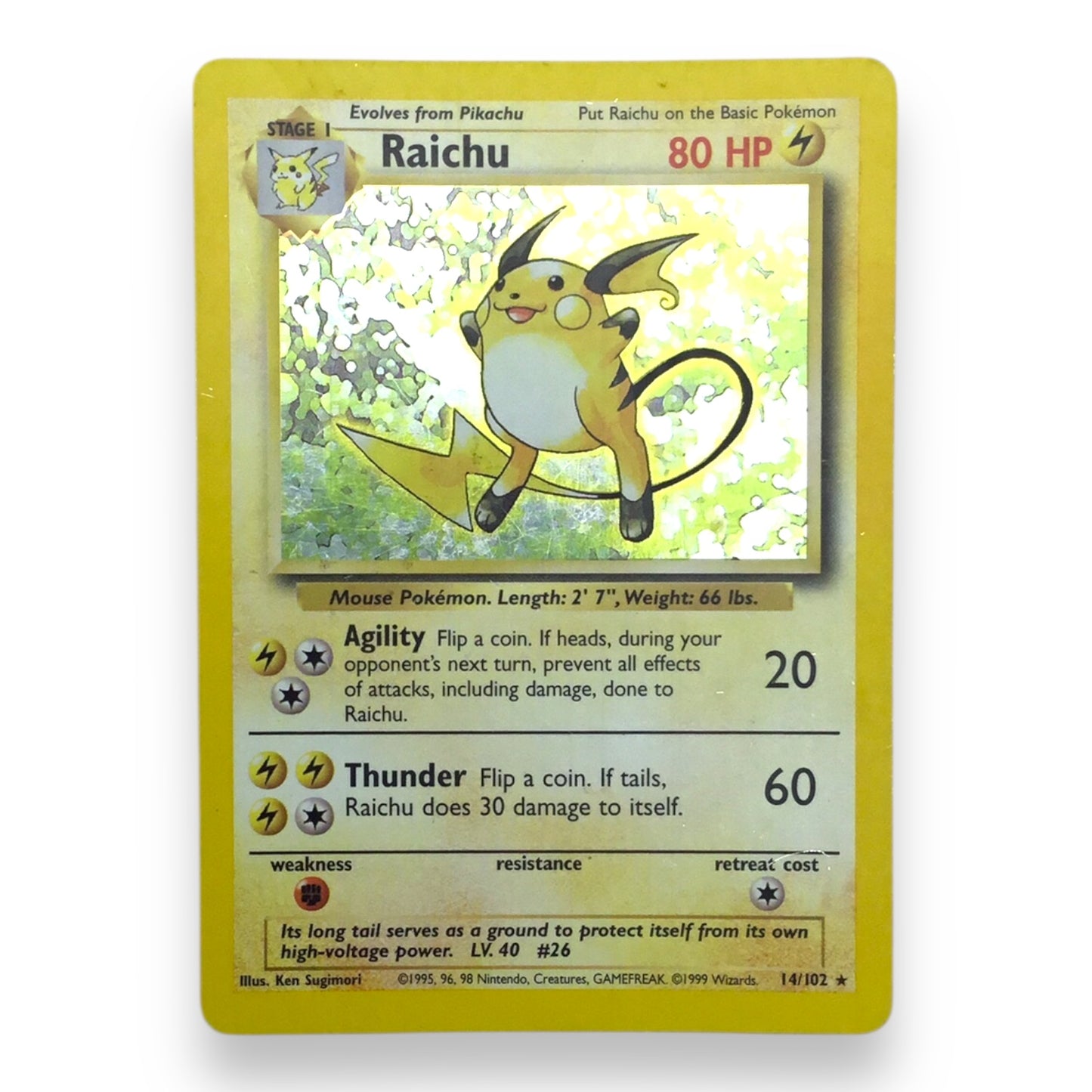 Raichu (14/102) - Pokémon Holo Trading Card