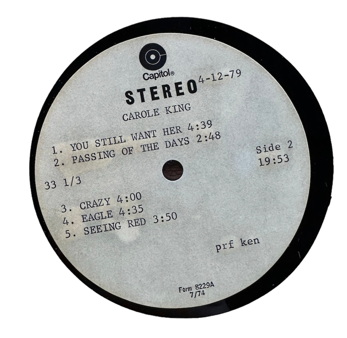Rare 1979 Carole King Touch The Sky 2 One-Sided Acetate LPs - Capital Records