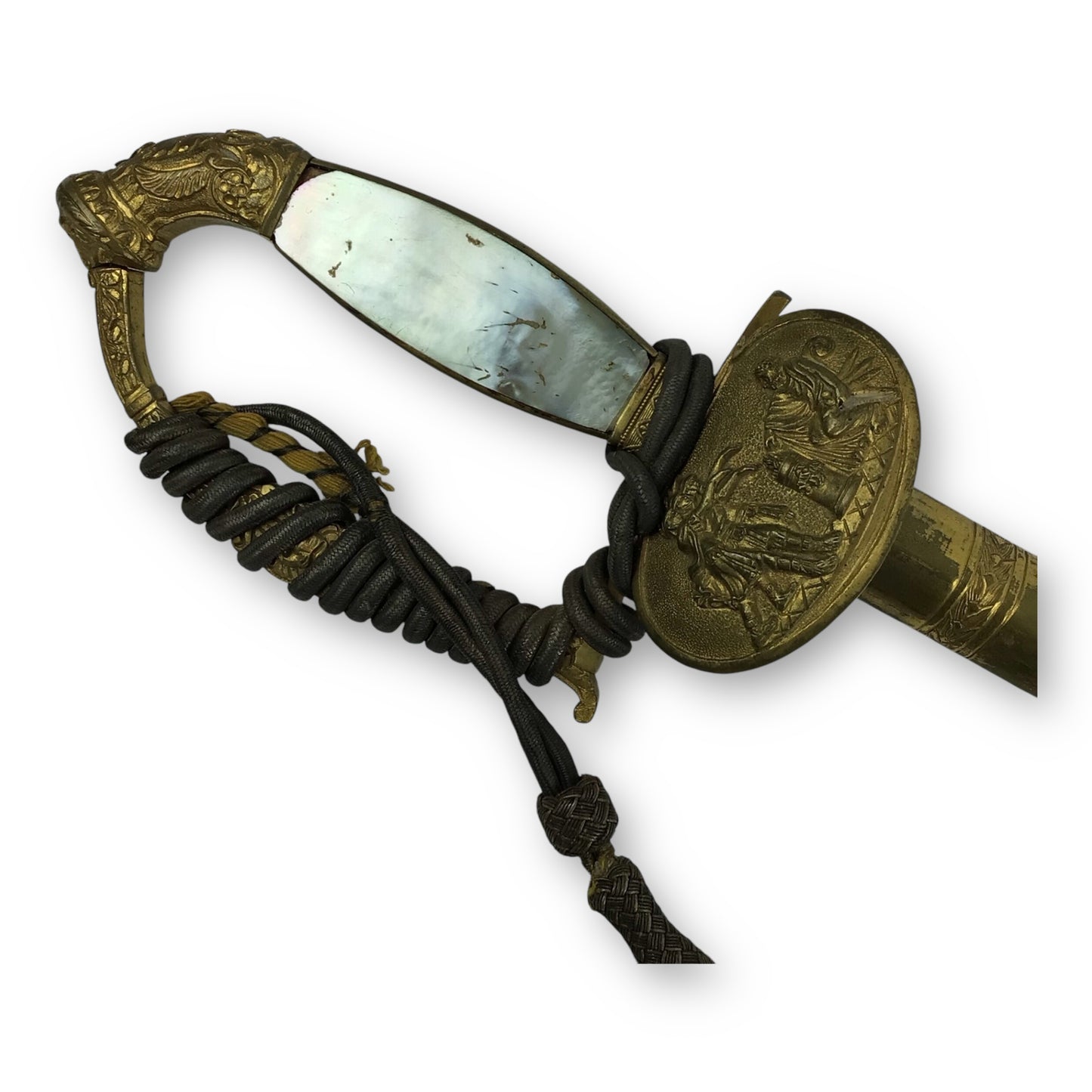 Rare German Diplomatic Sword – Napoleonic Era, ca. 1860 | Pearl Grip & Blue-Gold Inlay