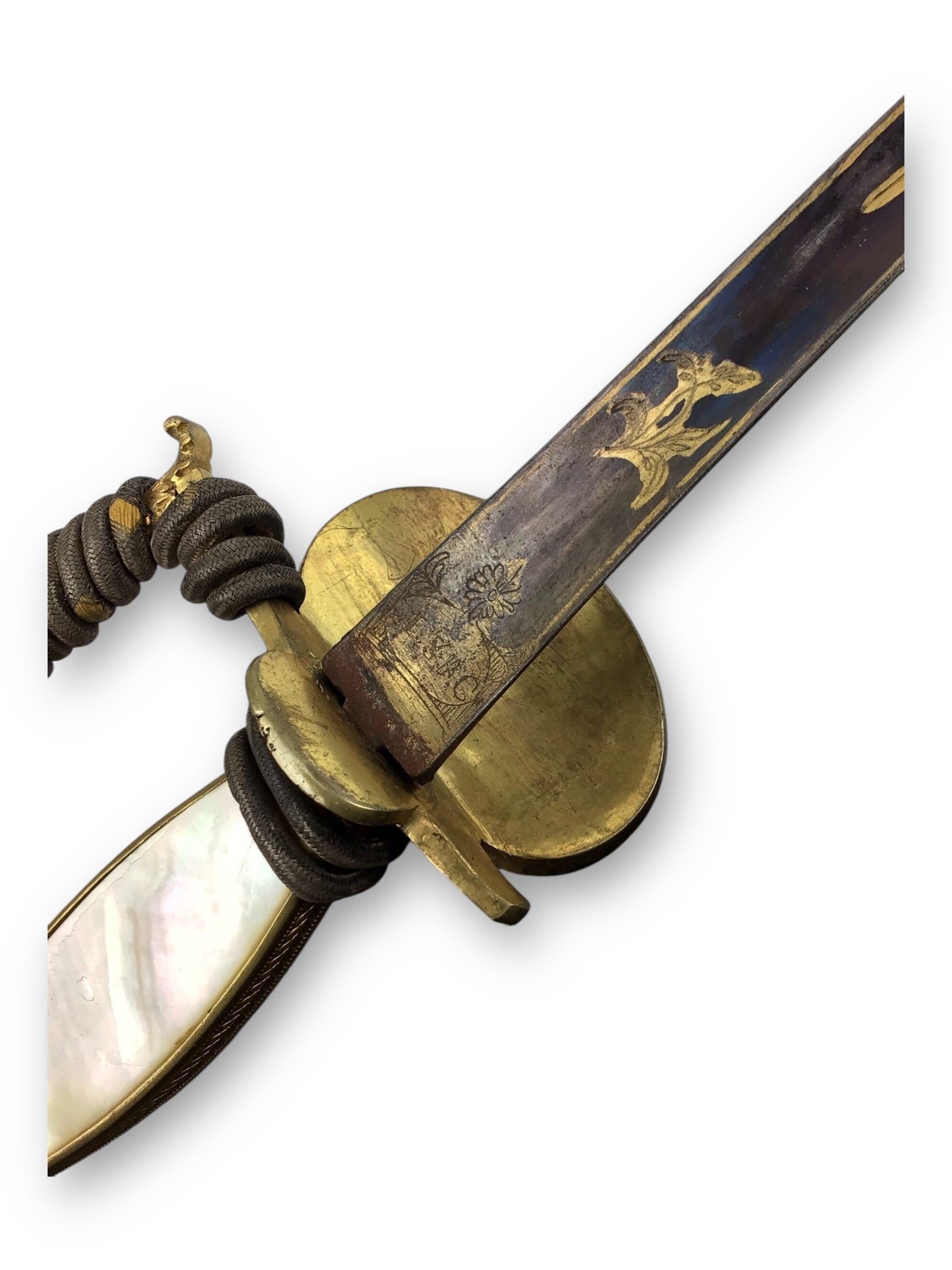 Rare German Diplomatic Sword – Napoleonic Era, ca. 1860 | Pearl Grip & Blue-Gold Inlay