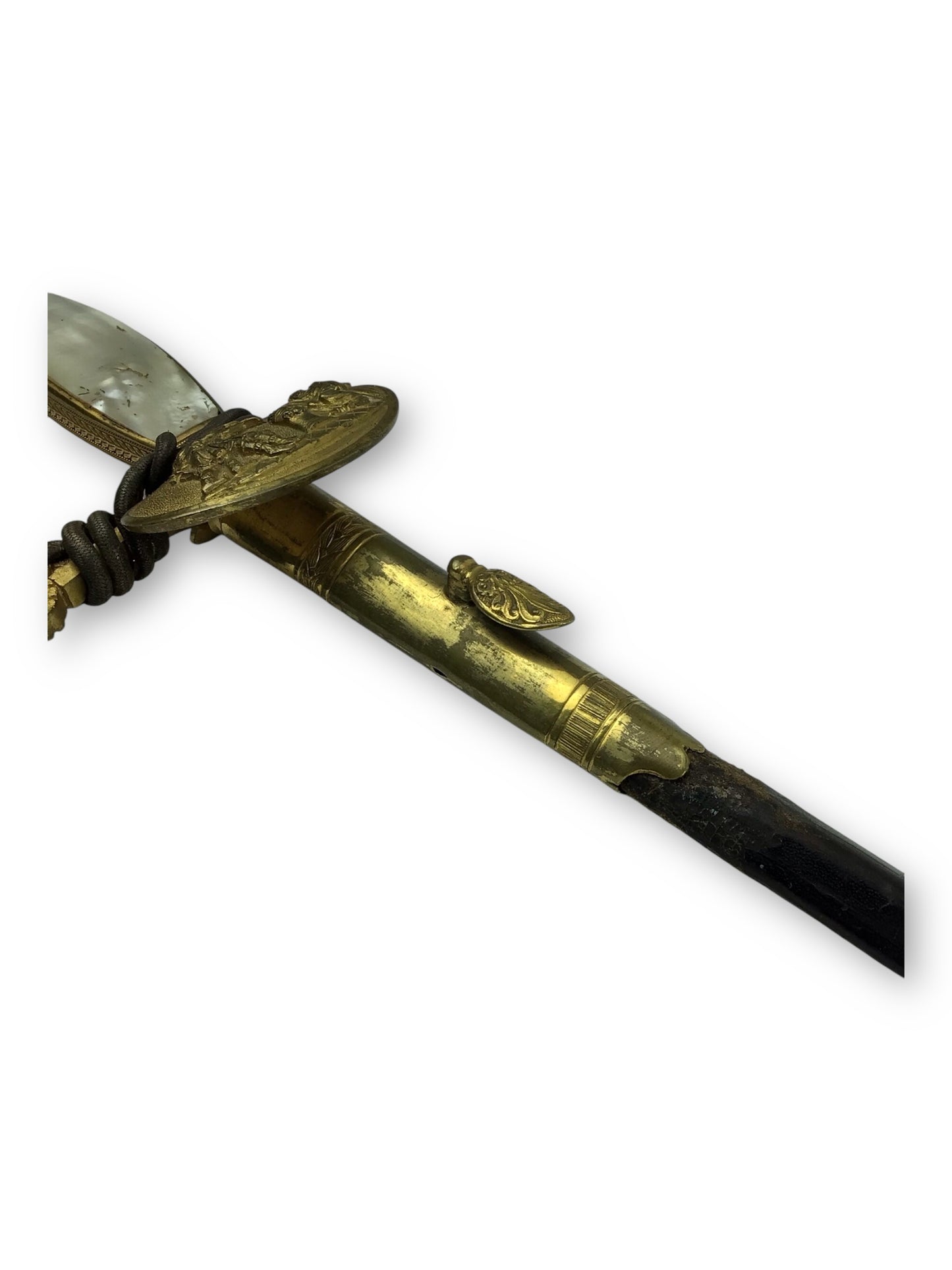 Rare German Diplomatic Sword – Napoleonic Era, ca. 1860 | Pearl Grip & Blue-Gold Inlay