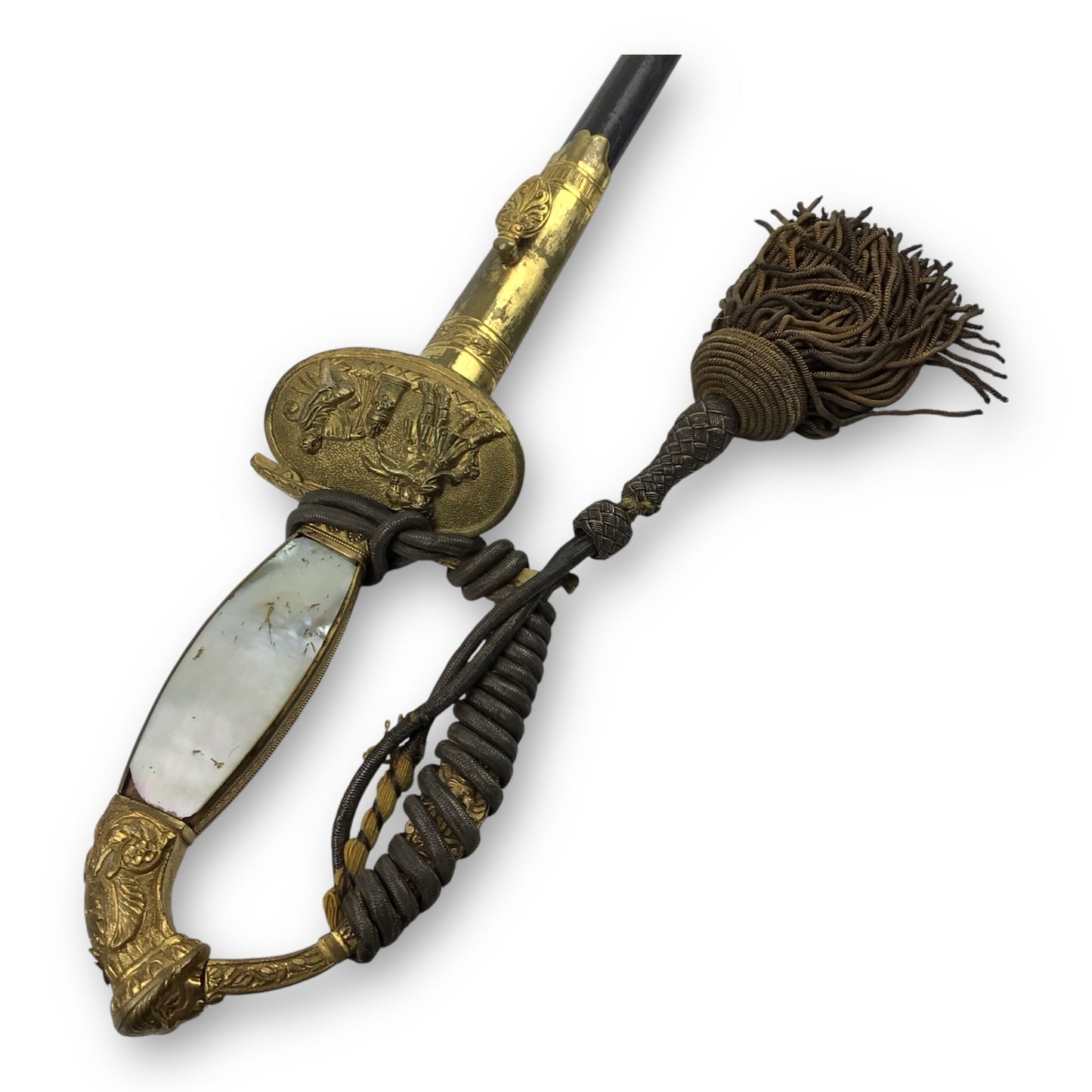 Rare German Diplomatic Sword – Napoleonic Era, ca. 1860 | Pearl Grip & Blue-Gold Inlay