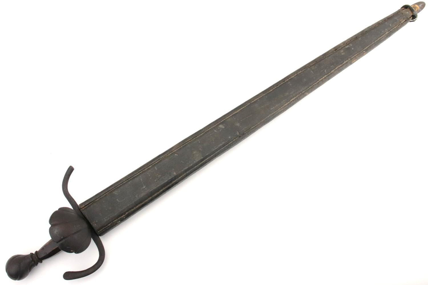 Rare Italian Nobleman's Falchion Sword w/ Pierced Fullers & Scabbard -Mid 16th C