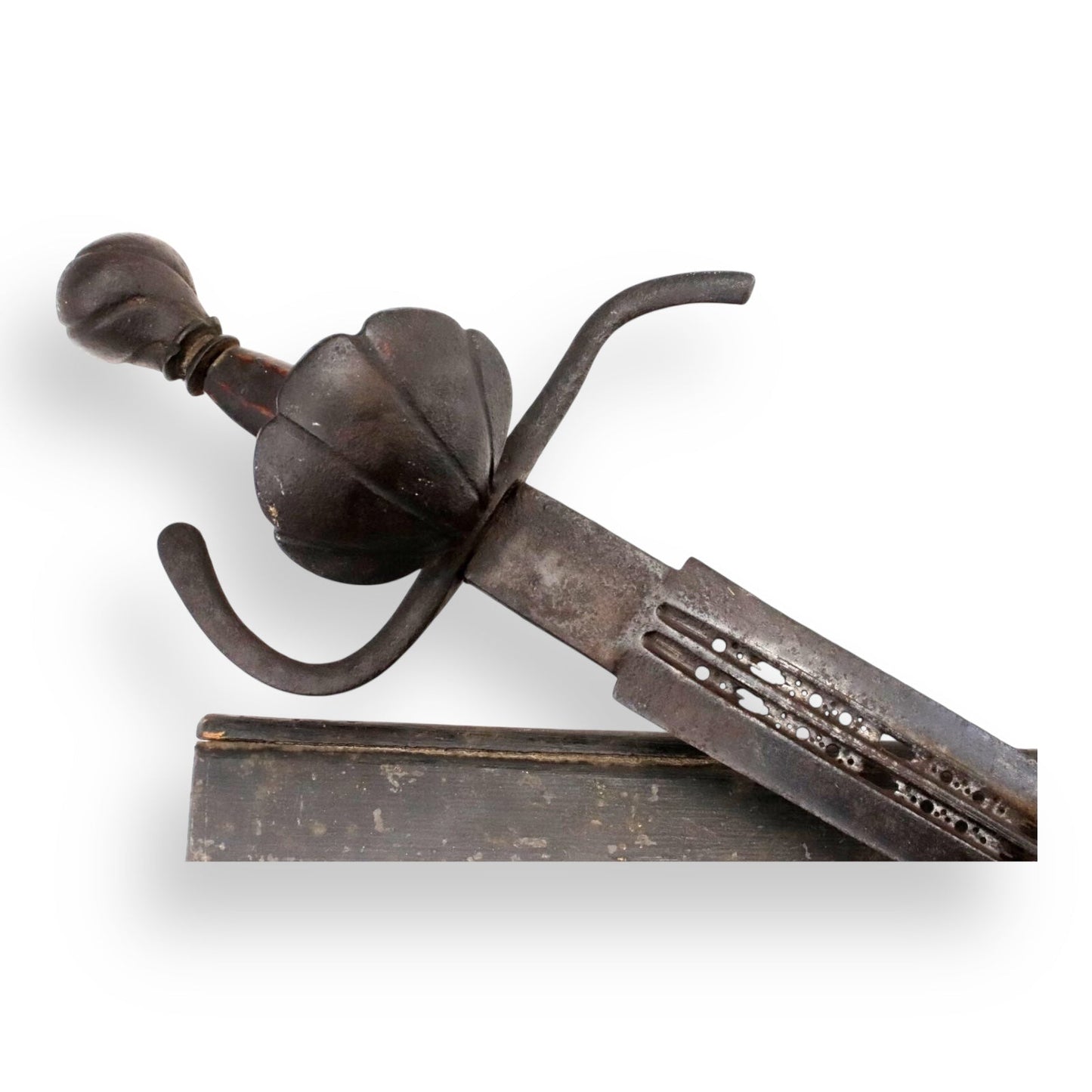 Rare Italian Nobleman's Falchion Sword w/ Pierced Fullers & Scabbard -Mid 16th C