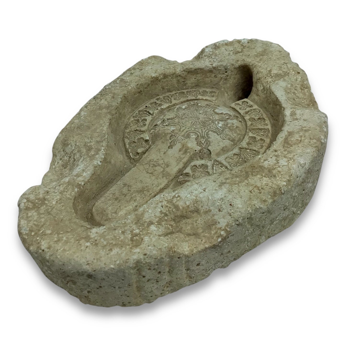 Rare Late Roman Lamp Mold Gypsum Heart Clover Design 5th–6th Century AD
