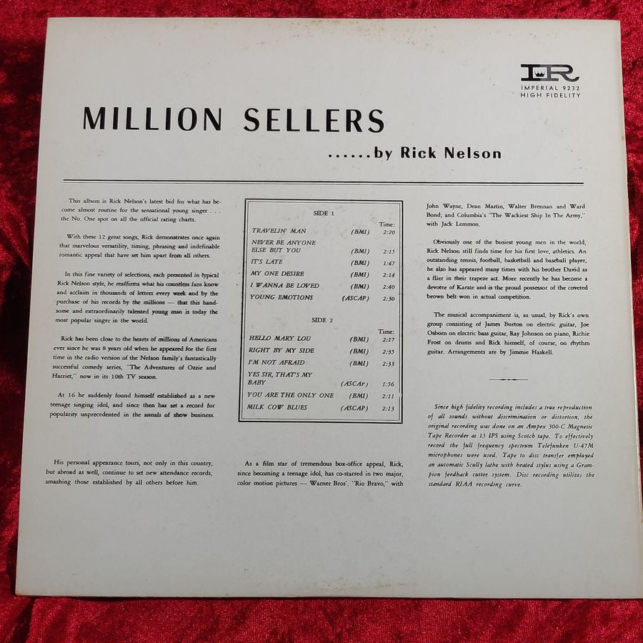 Rick Nelson - Million Sellers - LP 9232
