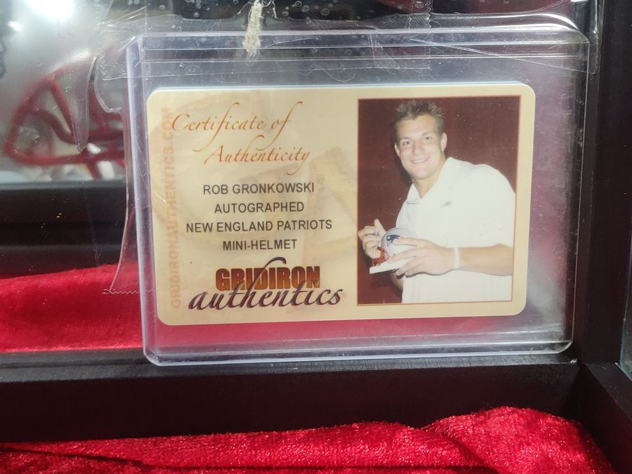 Rob Gronkowski New England Patriots Autographed Mini Helmet Shadowbox + More