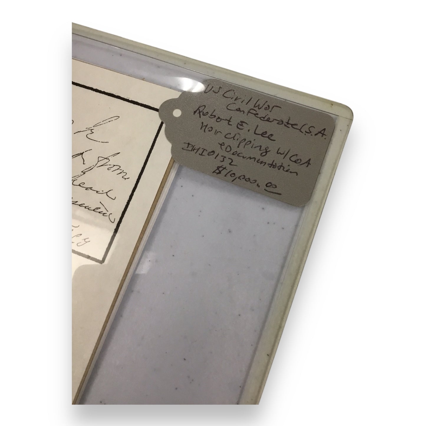 Robert E. Lee Hair Clipping with Certificate of Authenticity & Documentation