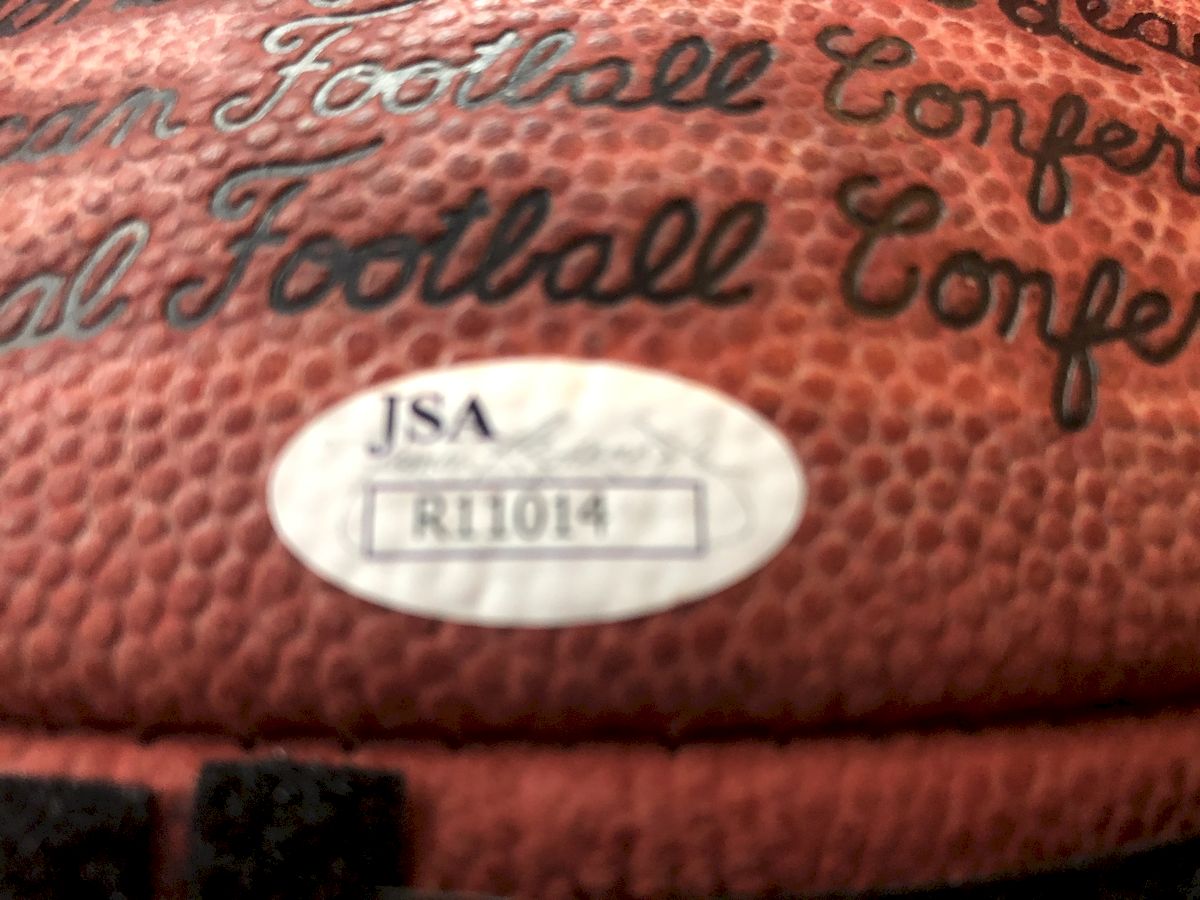 Roger Staubach Cowboys Signed Football w/ Figure & Jersey Card – JSA COA Shadowbox