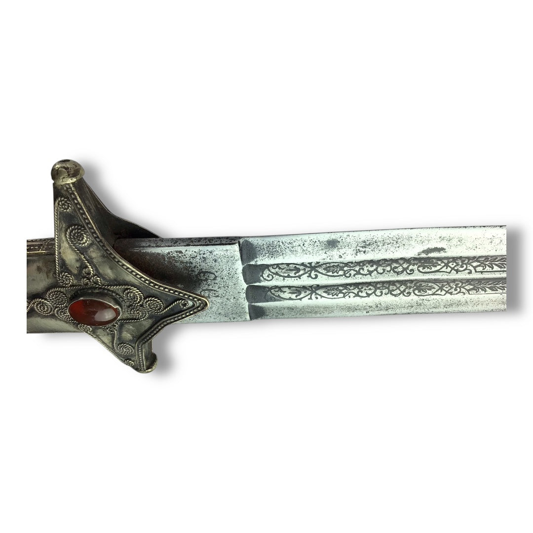 Russian Bukhara Silver Sword w/ Karelian Birch Accents
