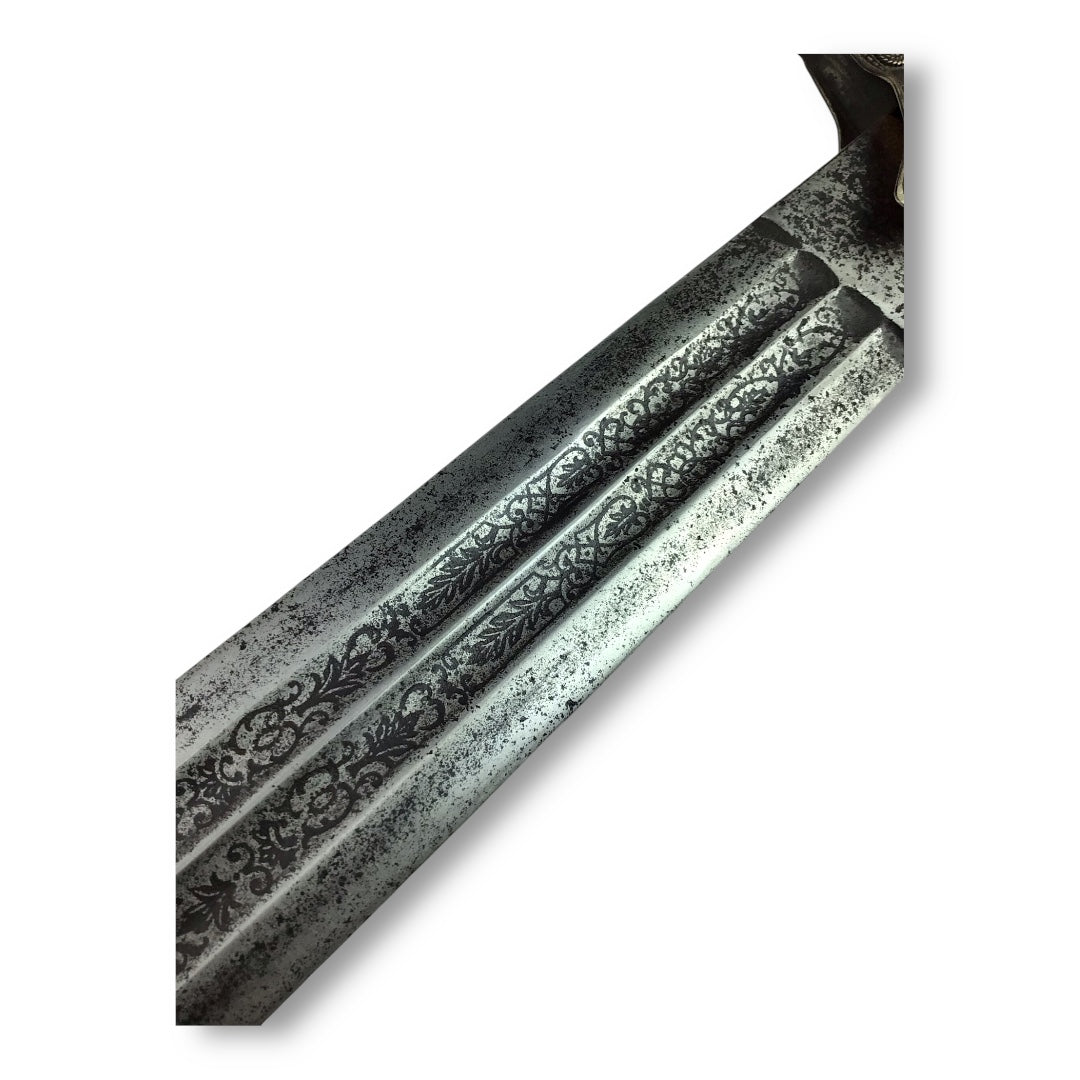 Russian Bukhara Silver Sword w/ Karelian Birch Accents