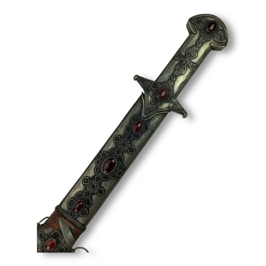 Russian Bukhara Silver Sword w/ Karelian Birch Accents