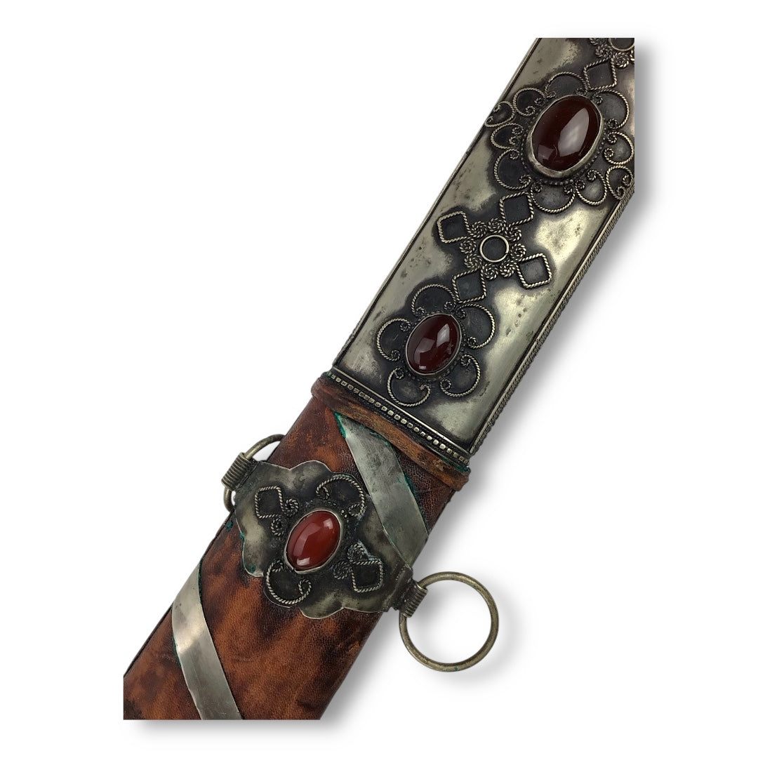 Russian Bukhara Silver Sword w/ Karelian Birch Accents