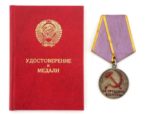 Russian WW2 Soviet Silver Medal for Valiant Labour Institute 1943 With Document