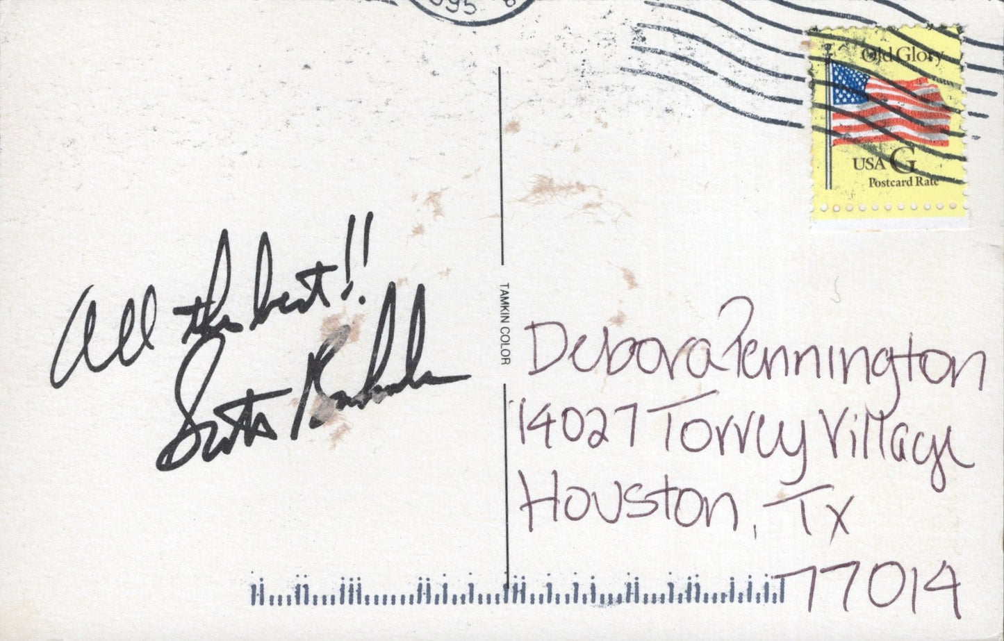 Scott Bakula Signed Postcard 3.5x5.5, Scott Bakula Autograph on Back of Postcard Photo Personalized "All the Best", Light Damage