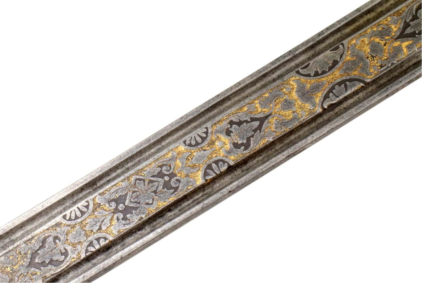 Spanish or Mexican 1880 Senior Officer's Sword with Ancestral 18th C. heavily silvered and gold overlaid Iron Hilt and Toledo Blade