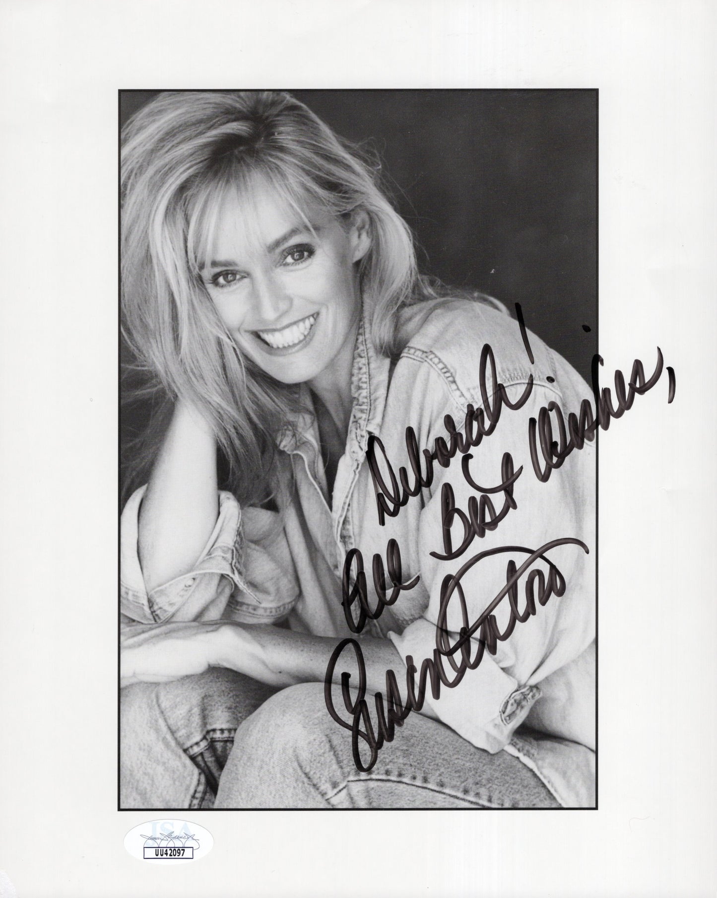 Susan Anton Signed Photo 8x10 B&W Personalized "Deborah! All Best Wishes", Susan Anton Autograph, JSA Certified Authentic UU42097