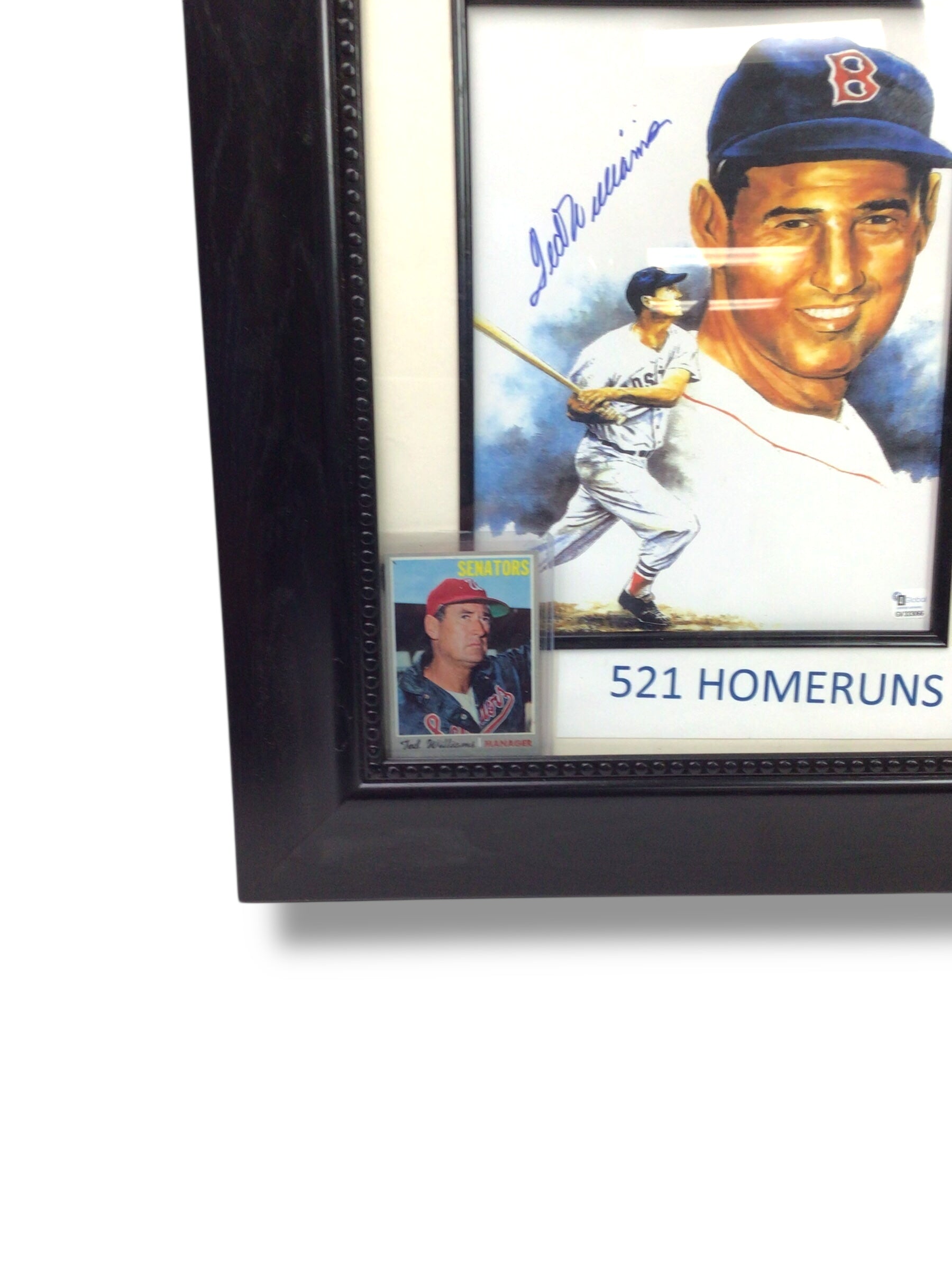 Ted Williams Signed Photo w/ Black Frame & Sports Card w/ Cert