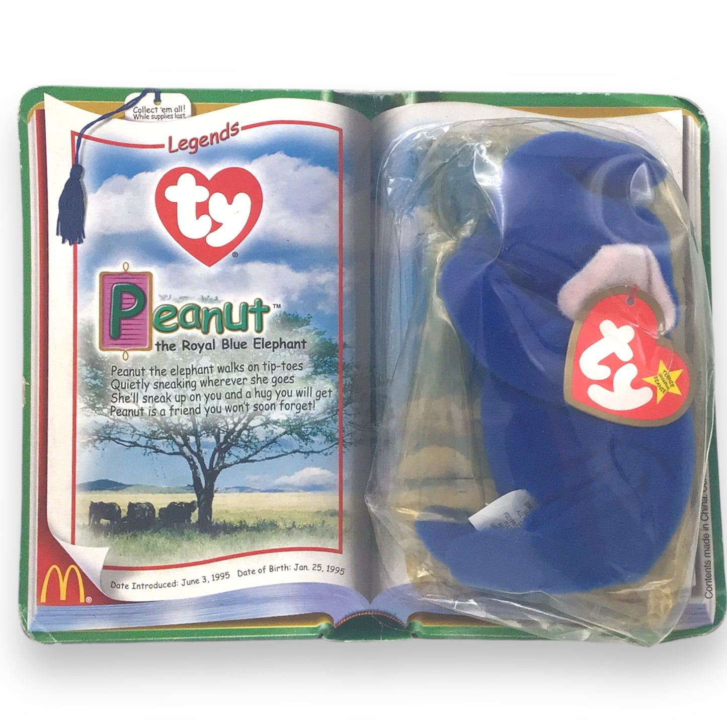 Teenie Beanie Babies Pair: The End Bear & Peanut Elephant (McDonald's)