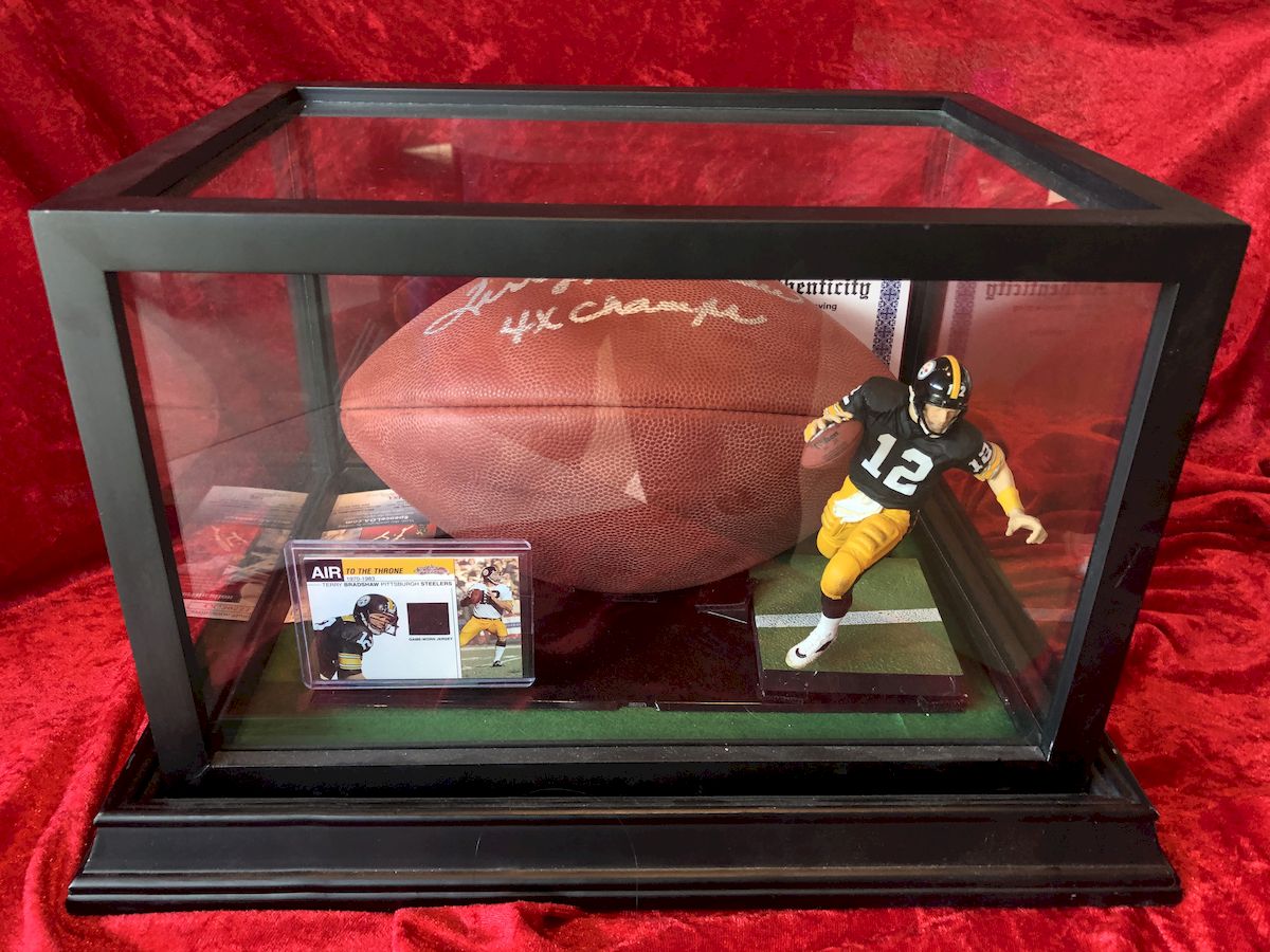 Terry Bradshaw Pittsburgh Steelers Autographed Football & Action Figure in Shadowbox (Copy)