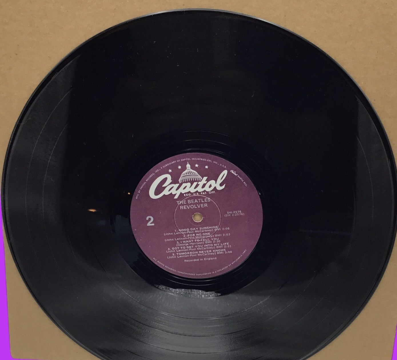 The Beatles 1976 US PRESS Revolver Vinyl LP Record Stereo SW2576 Purple Capital Label