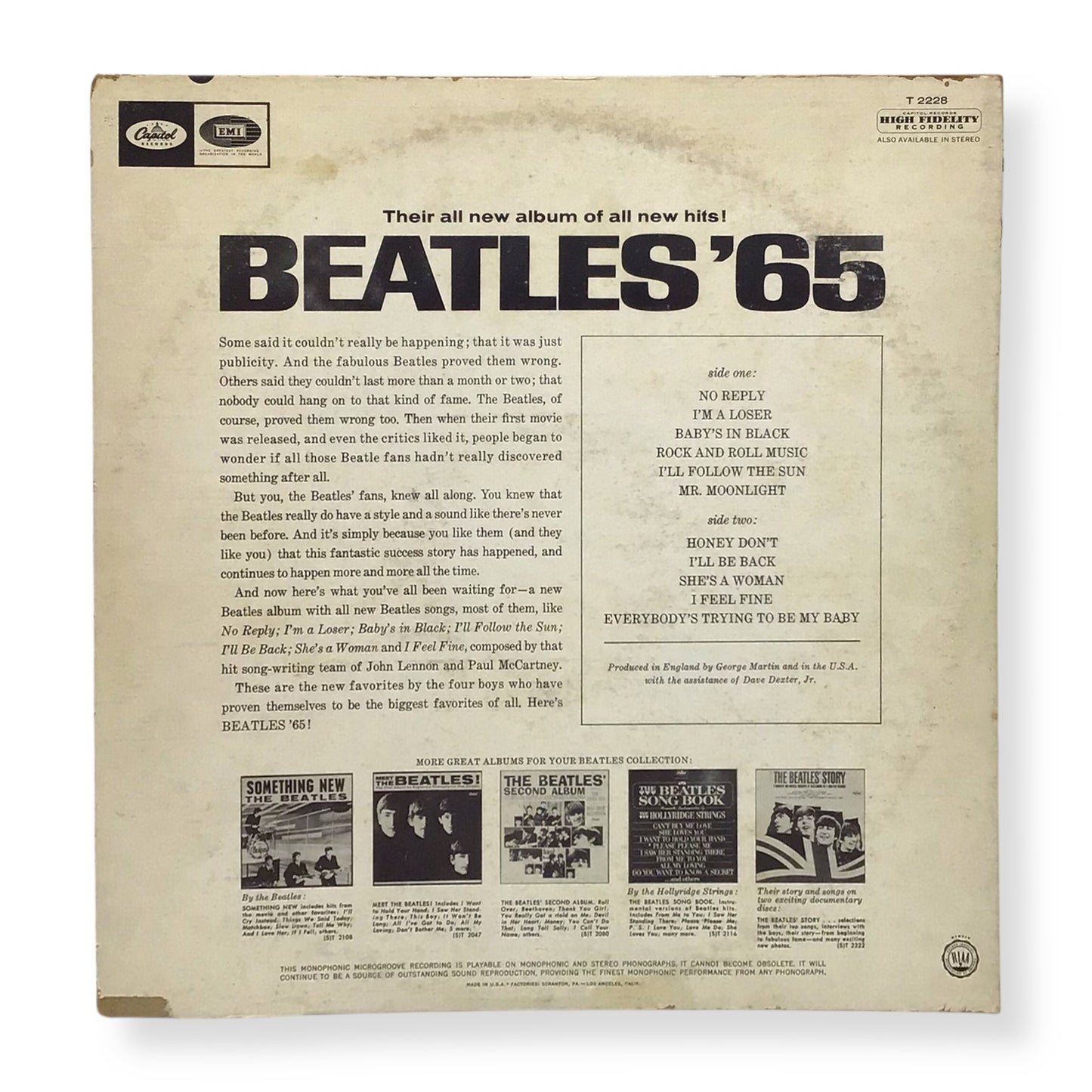 The Beatles – Beatles '65 Vinyl LP | 1964 Capitol High Fidelity