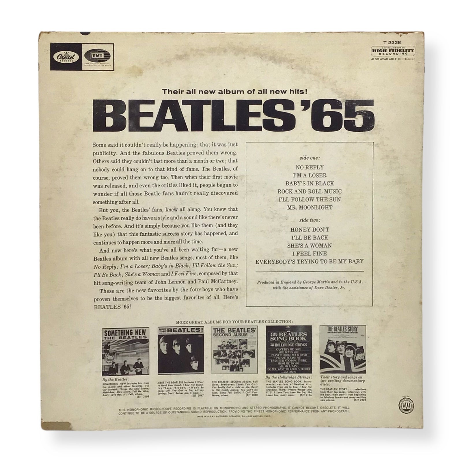 The Beatles – Beatles '65 Vinyl LP | 1964 Capitol High Fidelity
