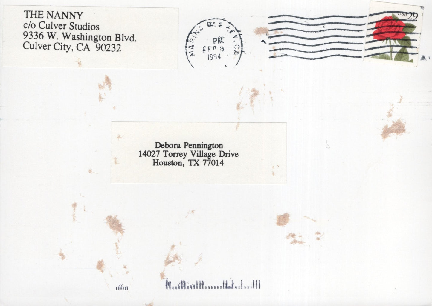 The Nanny Signed Postcard 5x7 B&W, The Nanny Entire Cast Autograph, 7 SIgnatures, Likely Autopen