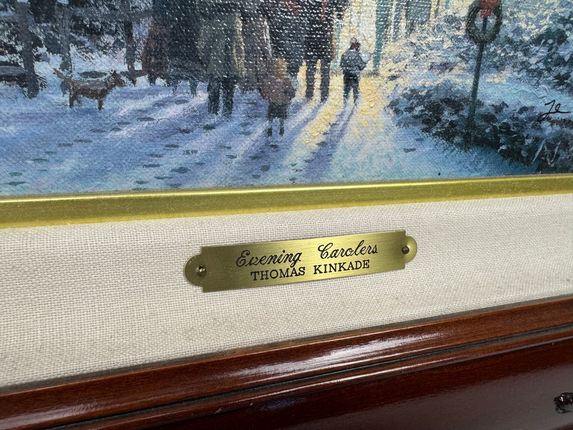 Thomas Kinkade Evening Carolers P/P Edition #16/100 Signed Framed Canvas Print