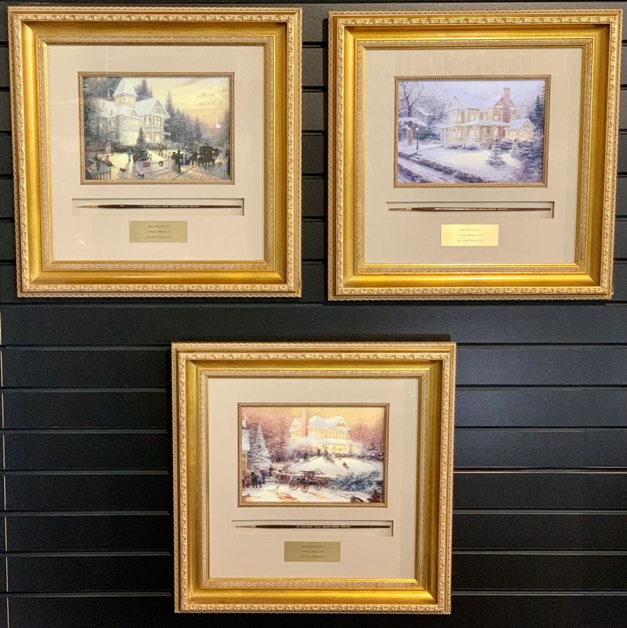 Thomas Kinkade Framed Master Brush Used w/ Victorian Christmas I-III Prints /20