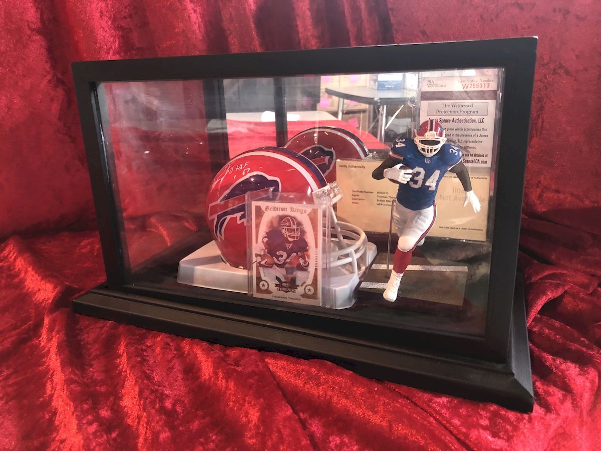 Thurman Thomas Bills Certified Authentic Autographed Mini Helmet Shadowbox
