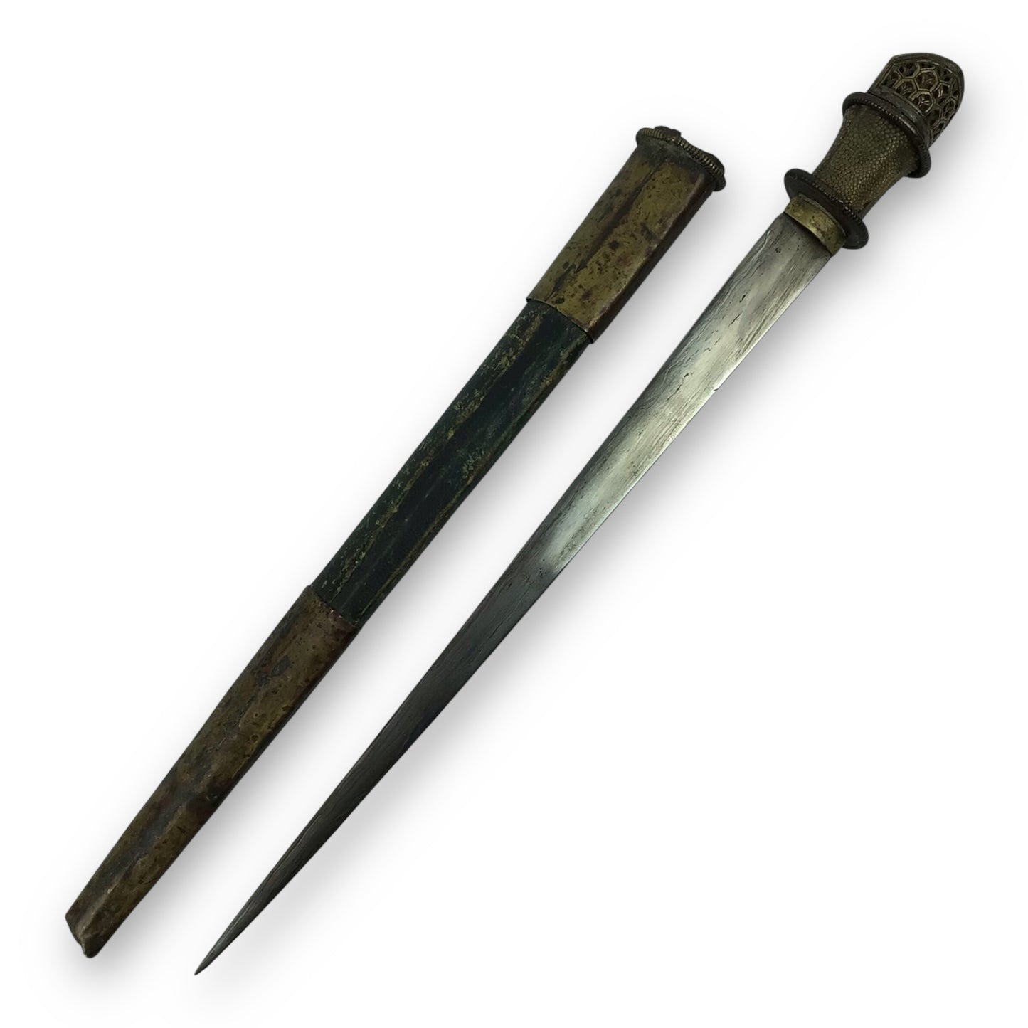 Tibetan Dagger 17th-18th Century Damascus Steel Blade w/ Fine Mounts