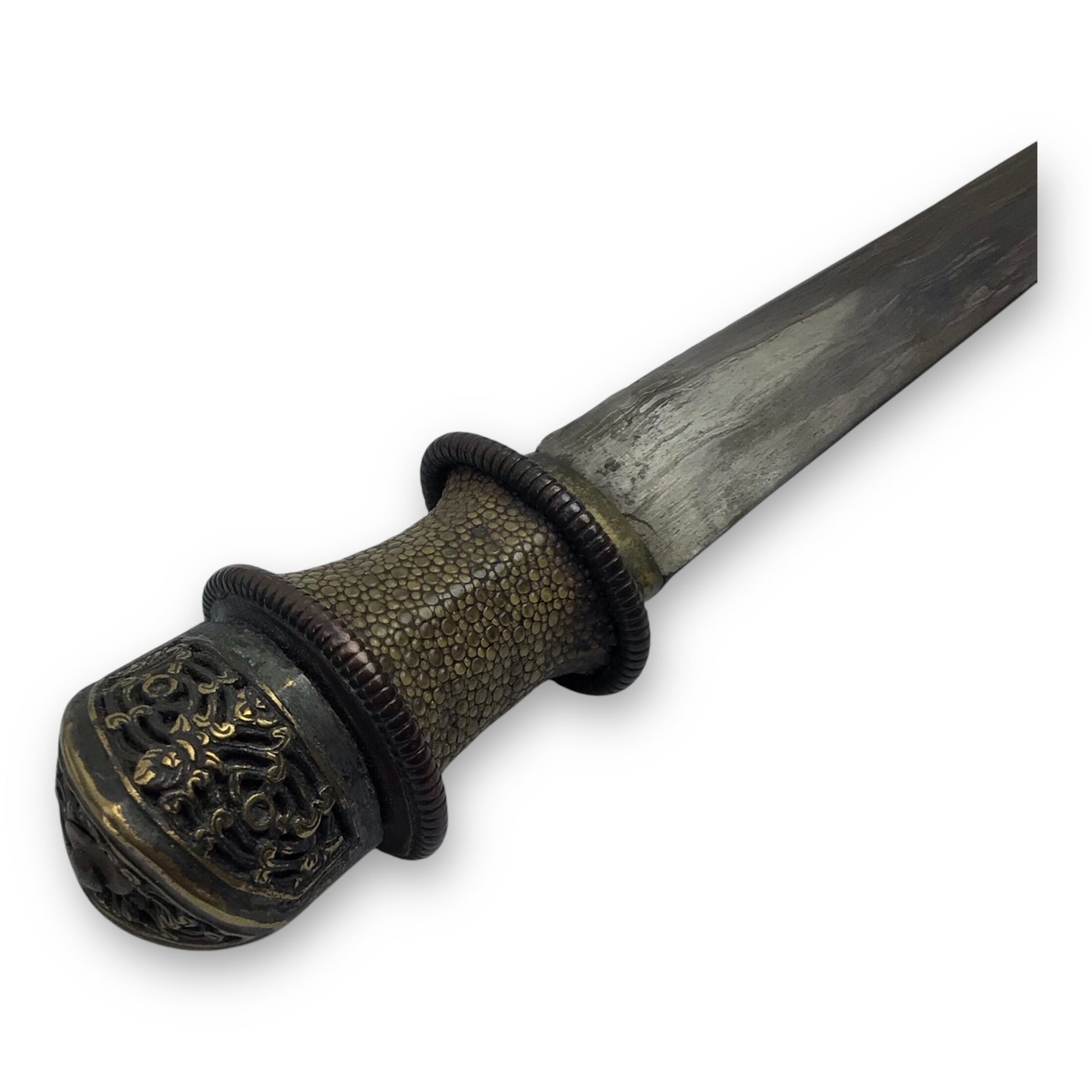 Tibetan Dagger 17th-18th Century Damascus Steel Blade w/ Fine Mounts