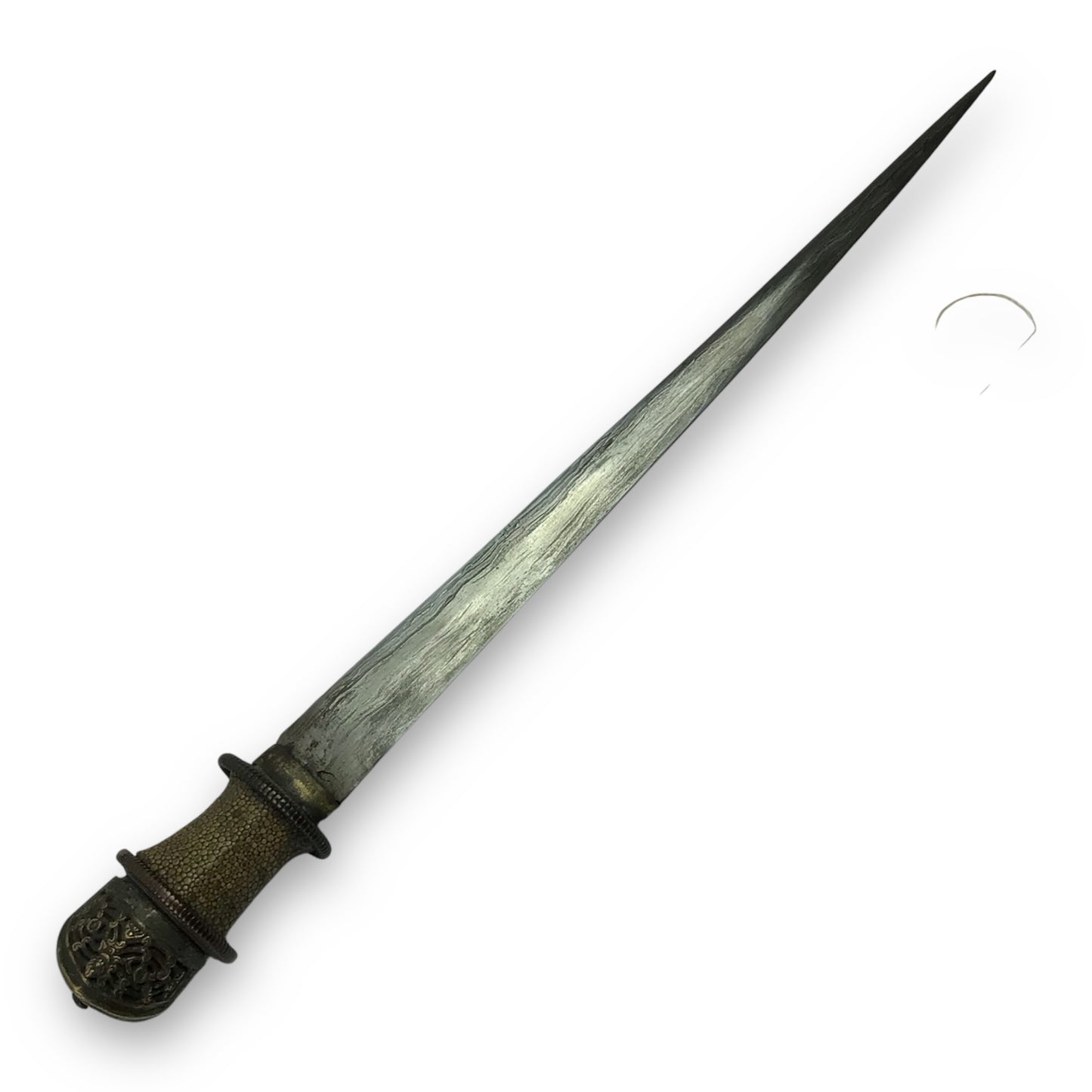 Tibetan Dagger 17th-18th Century Damascus Steel Blade w/ Fine Mounts