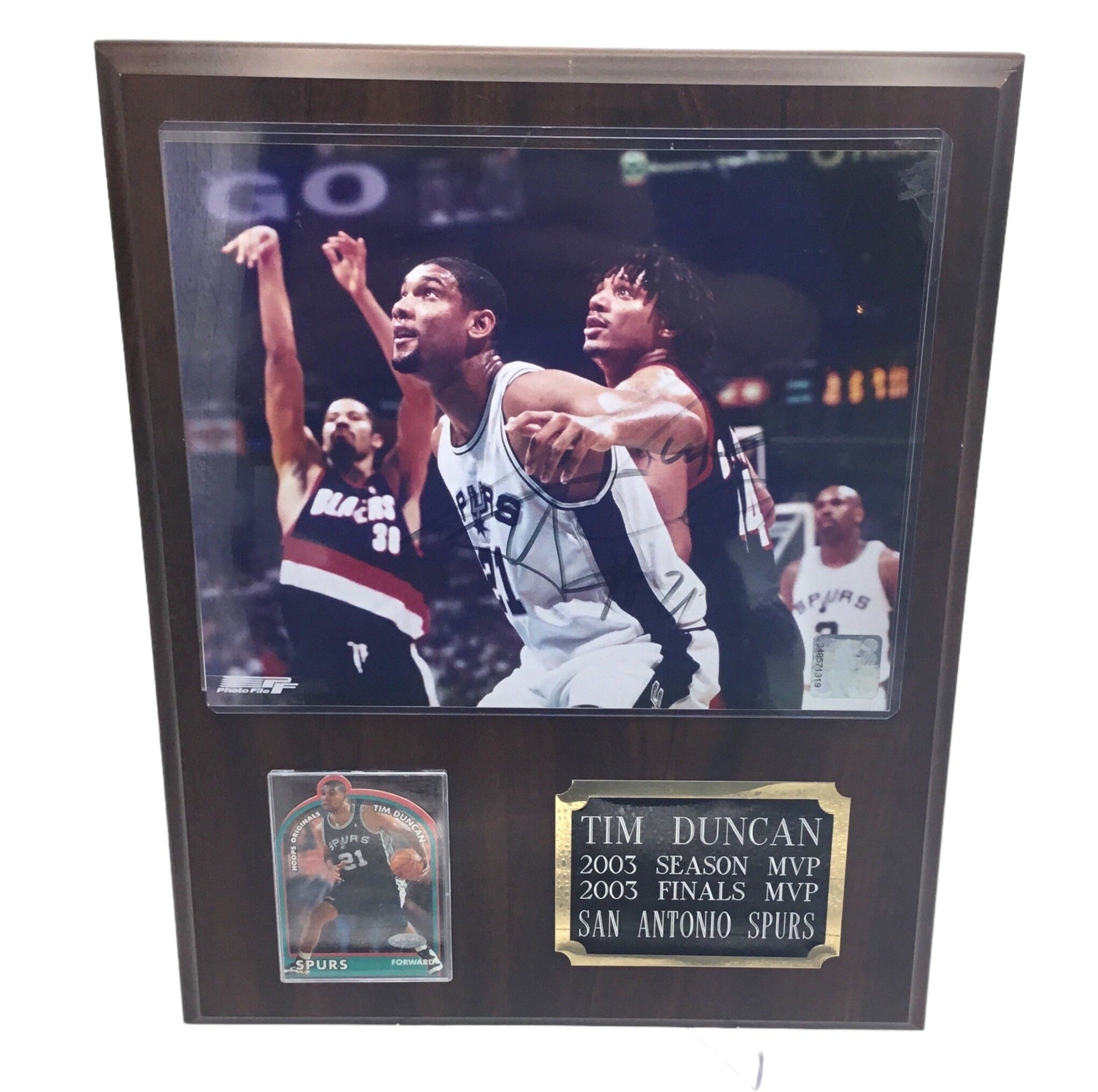 Tim Duncan MVP Autographed 8x10" Photo on Plaque with Sports Card