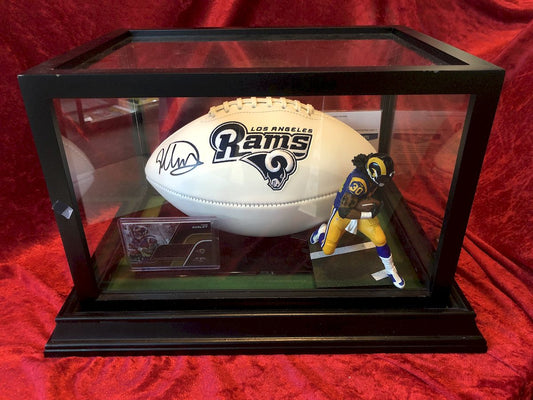 Todd Gurley Los Angeles Rams Autographed Football & Action Figure in Shadowbox