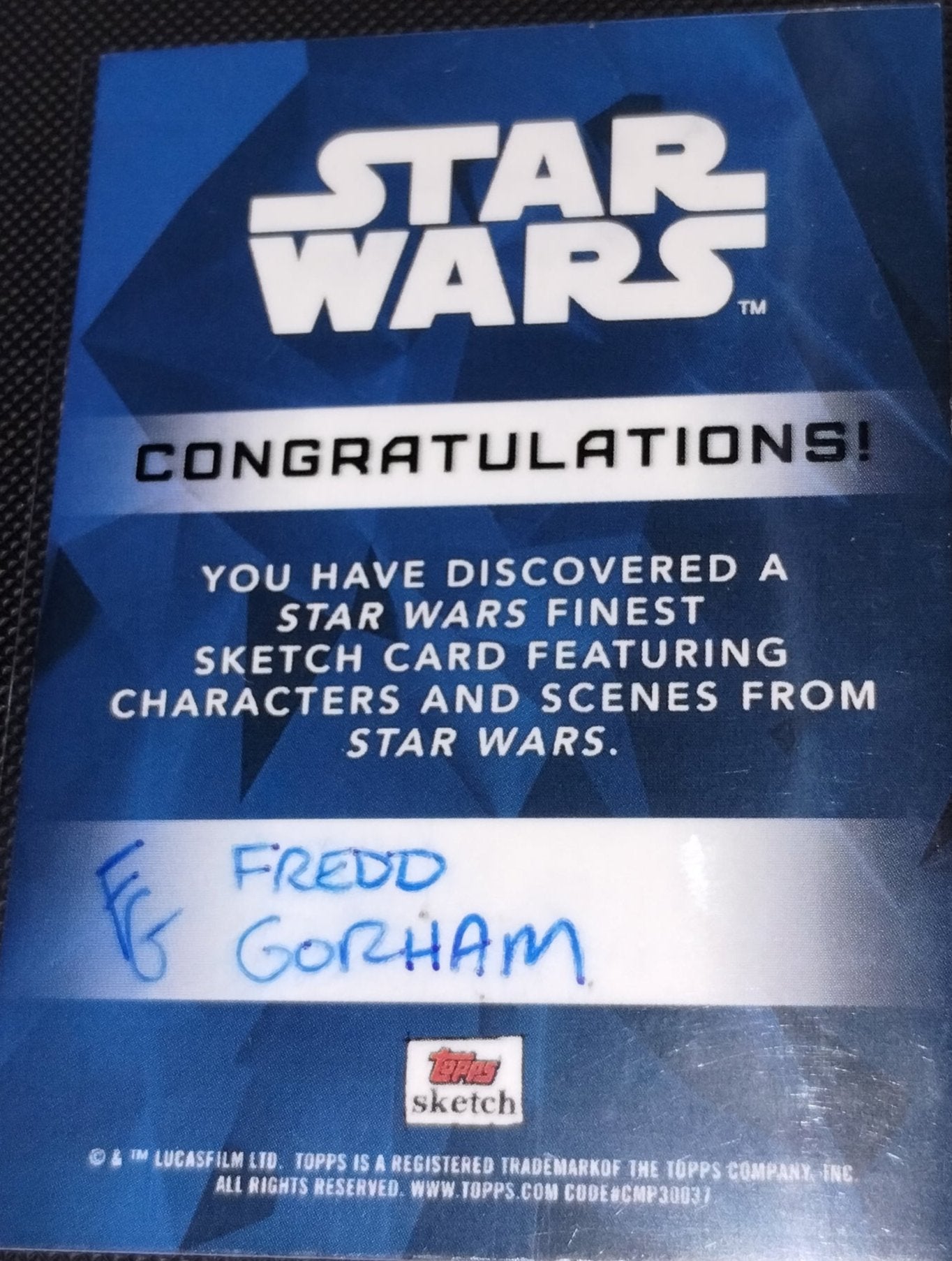 Topps Star Wars Sketch Card of Princess Leia, Signed by the artist