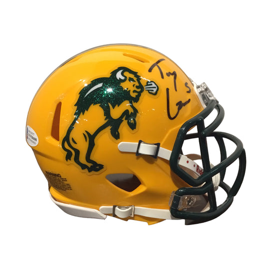 Trey Lance Autographed North Dakota State Bison Mini Helmet with Beckett Certification Shadowbox