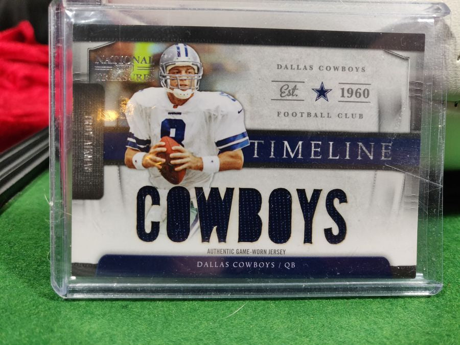 Troy Aikman Dallas Cowboys Autographed Football Shadowbox with Card and Figure