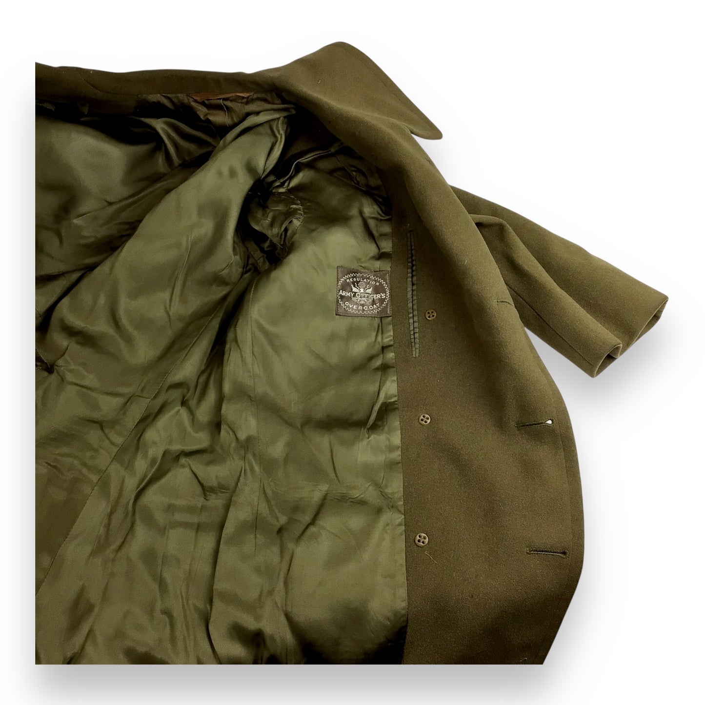 U.S. Army Officer’s WWII-Era Olive Wool Overcoat – Double-Breasted Melton