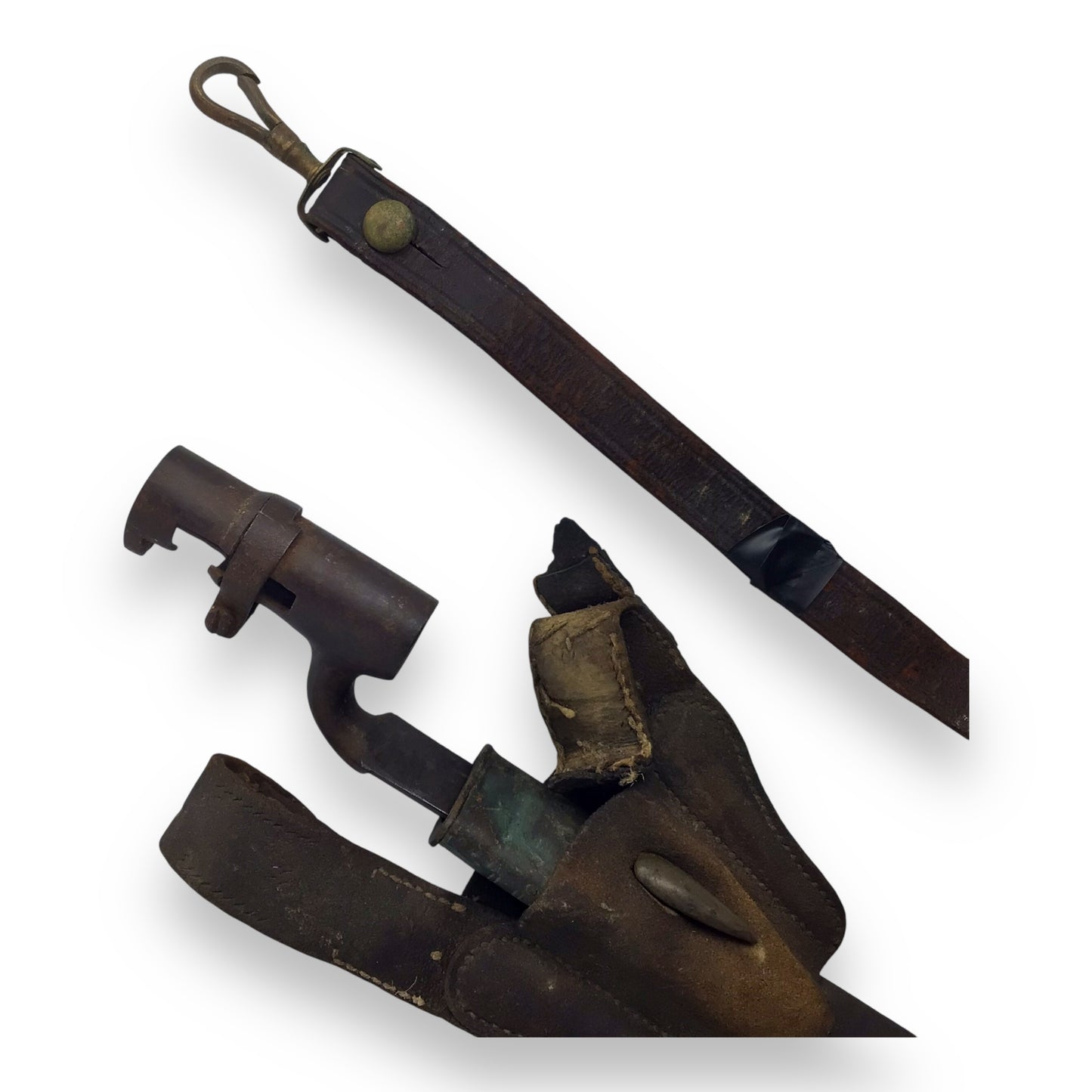 U.S. Civil War Bayonet w/ Holster & Rare Leather Belt Hanger – 19th Century